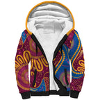 Brisbane Lions Championship Legacy Sherpa Hoodie Six Premiership Years Aboriginal Dot Art