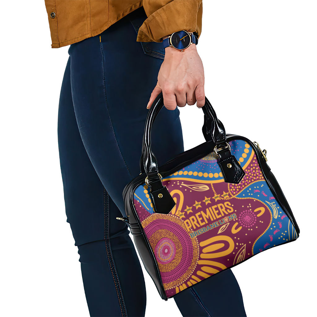 Brisbane Lions Championship Legacy Shoulder Handbag Six Premiership Years Aboriginal Dot Art
