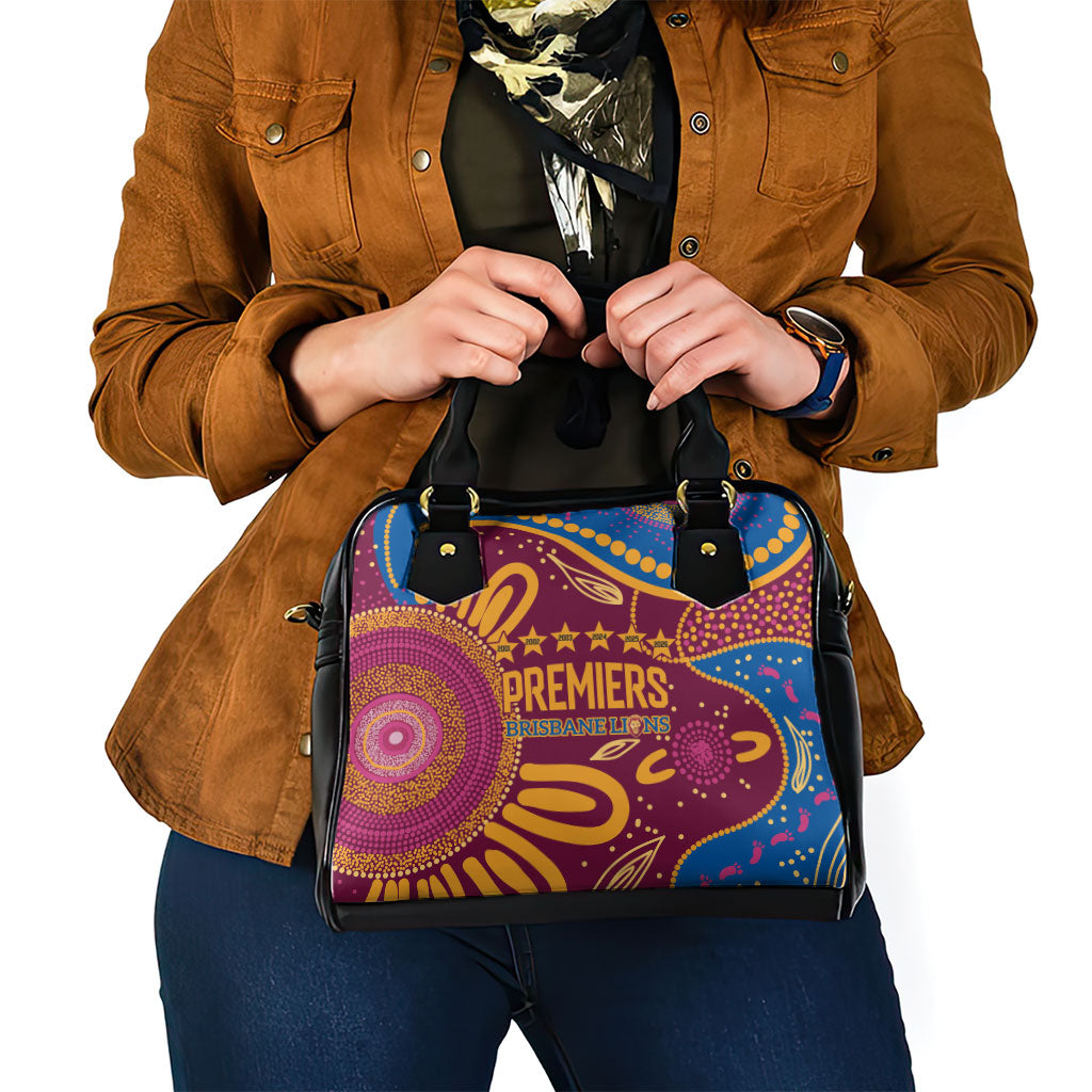 Brisbane Lions Championship Legacy Shoulder Handbag Six Premiership Years Aboriginal Dot Art