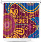 Brisbane Lions Championship Legacy Shower Curtain Six Premiership Years Aboriginal Dot Art