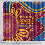 Brisbane Lions Championship Legacy Shower Curtain Six Premiership Years Aboriginal Dot Art