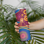 Brisbane Lions Championship Legacy Skinny Tumbler Six Premiership Years Aboriginal Dot Art