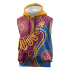 Brisbane Lions Championship Legacy Sleeveless Hoodie Six Premiership Years Aboriginal Dot Art