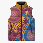 Brisbane Lions Championship Legacy Sleeveless Puffer Jacket Six Premiership Years Aboriginal Dot Art
