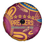 Brisbane Lions Championship Legacy Spare Tire Cover Six Premiership Years Aboriginal Dot Art