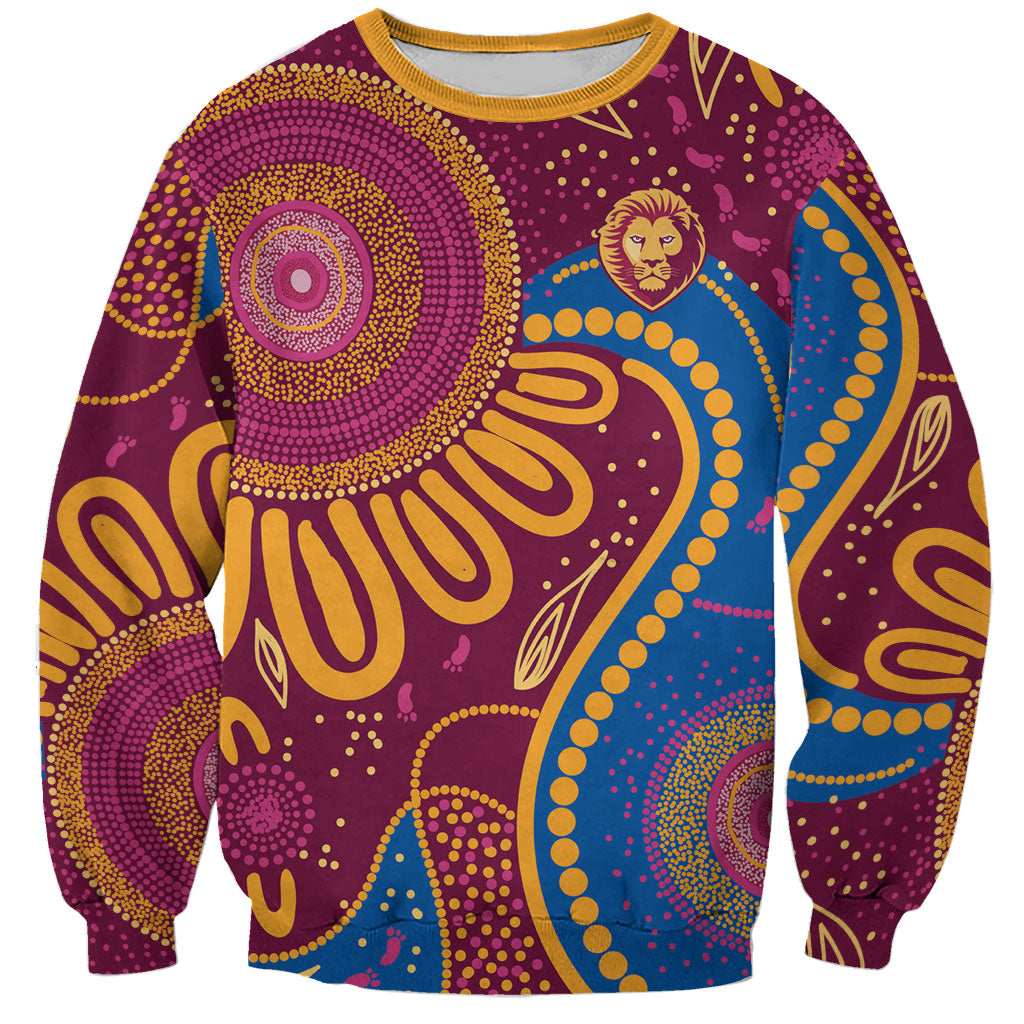 Brisbane Lions Championship Legacy Sweatshirt Six Premiership Years Aboriginal Dot Art