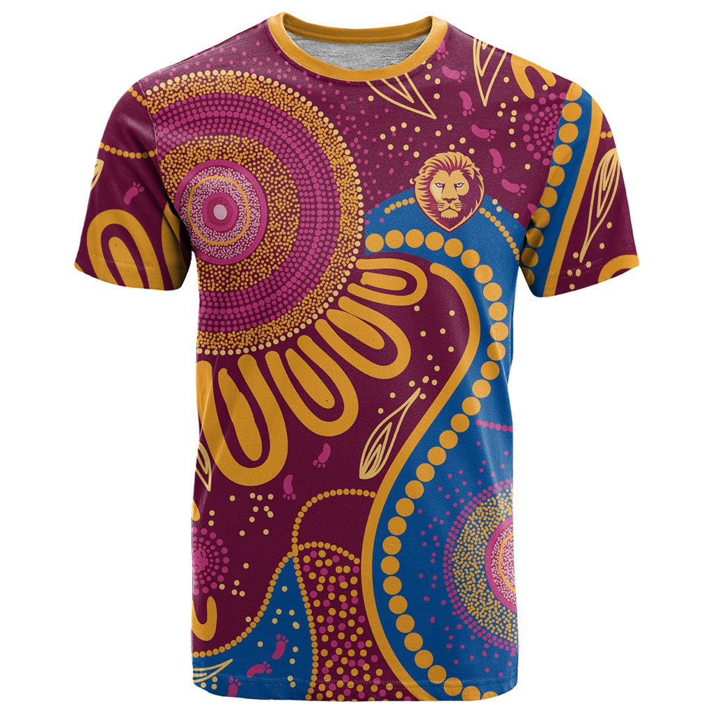 Brisbane Lions Championship Legacy T Shirt Six Premiership Years Aboriginal Dot Art