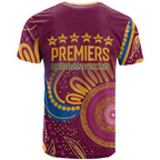 Brisbane Lions Championship Legacy T Shirt Six Premiership Years Aboriginal Dot Art