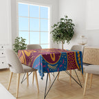 Brisbane Lions Championship Legacy Tablecloth Six Premiership Years Aboriginal Dot Art