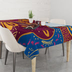 Brisbane Lions Championship Legacy Tablecloth Six Premiership Years Aboriginal Dot Art