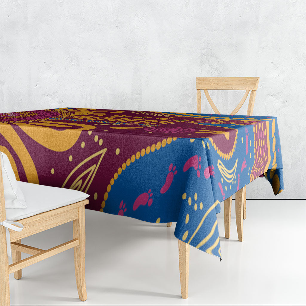Brisbane Lions Championship Legacy Tablecloth Six Premiership Years Aboriginal Dot Art