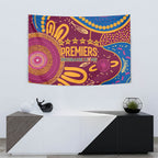 Brisbane Lions Championship Legacy Tapestry Six Premiership Years Aboriginal Dot Art