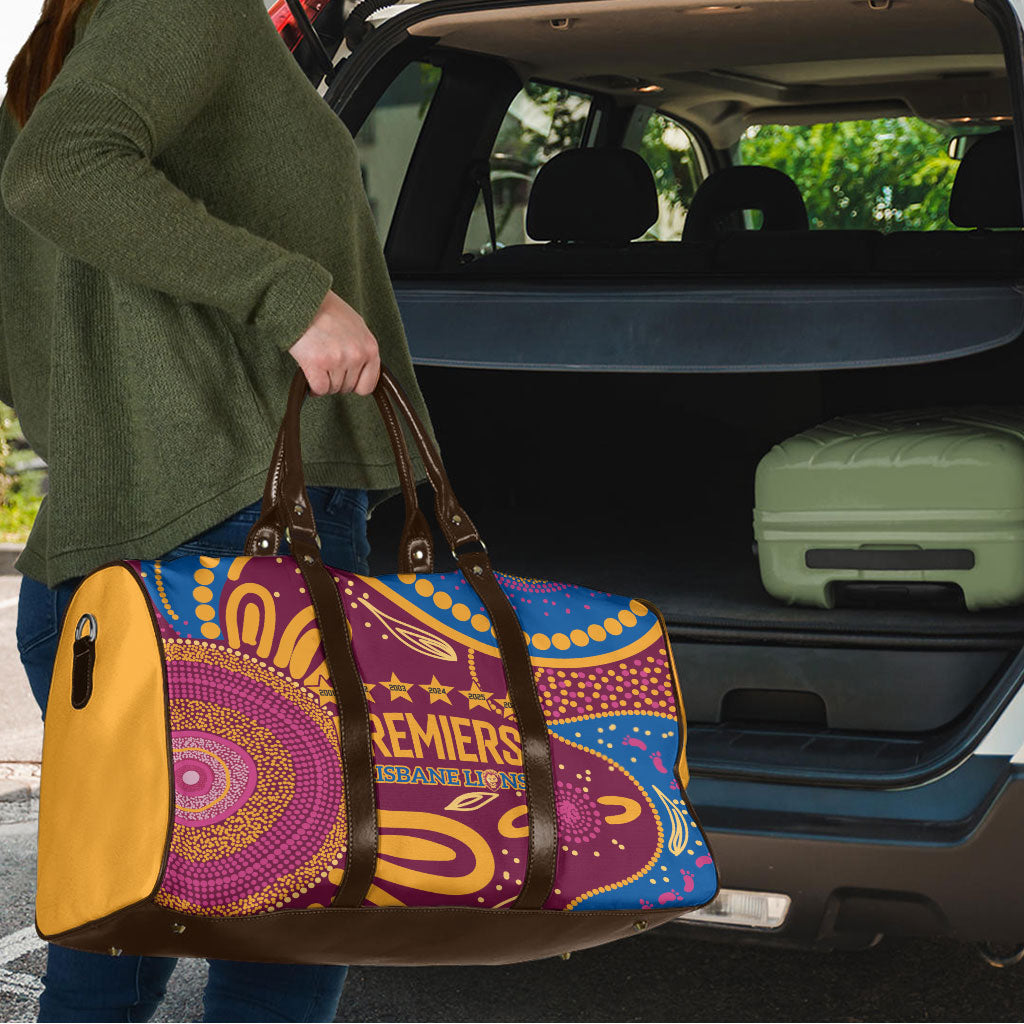Brisbane Lions Championship Legacy Travel Bag Six Premiership Years Aboriginal Dot Art