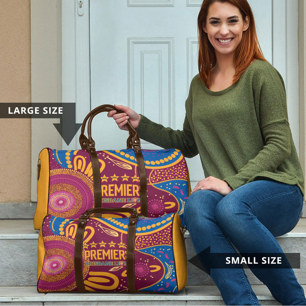 Brisbane Lions Championship Legacy Travel Bag Six Premiership Years Aboriginal Dot Art