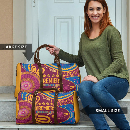 Brisbane Lions Championship Legacy Travel Bag Six Premiership Years Aboriginal Dot Art