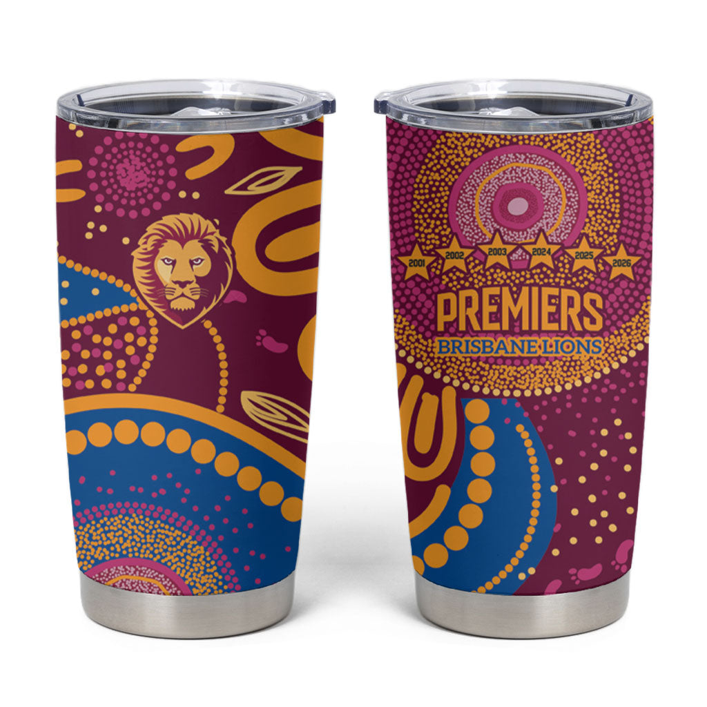 Brisbane Lions Championship Legacy Tumbler Cup Six Premiership Years Aboriginal Dot Art