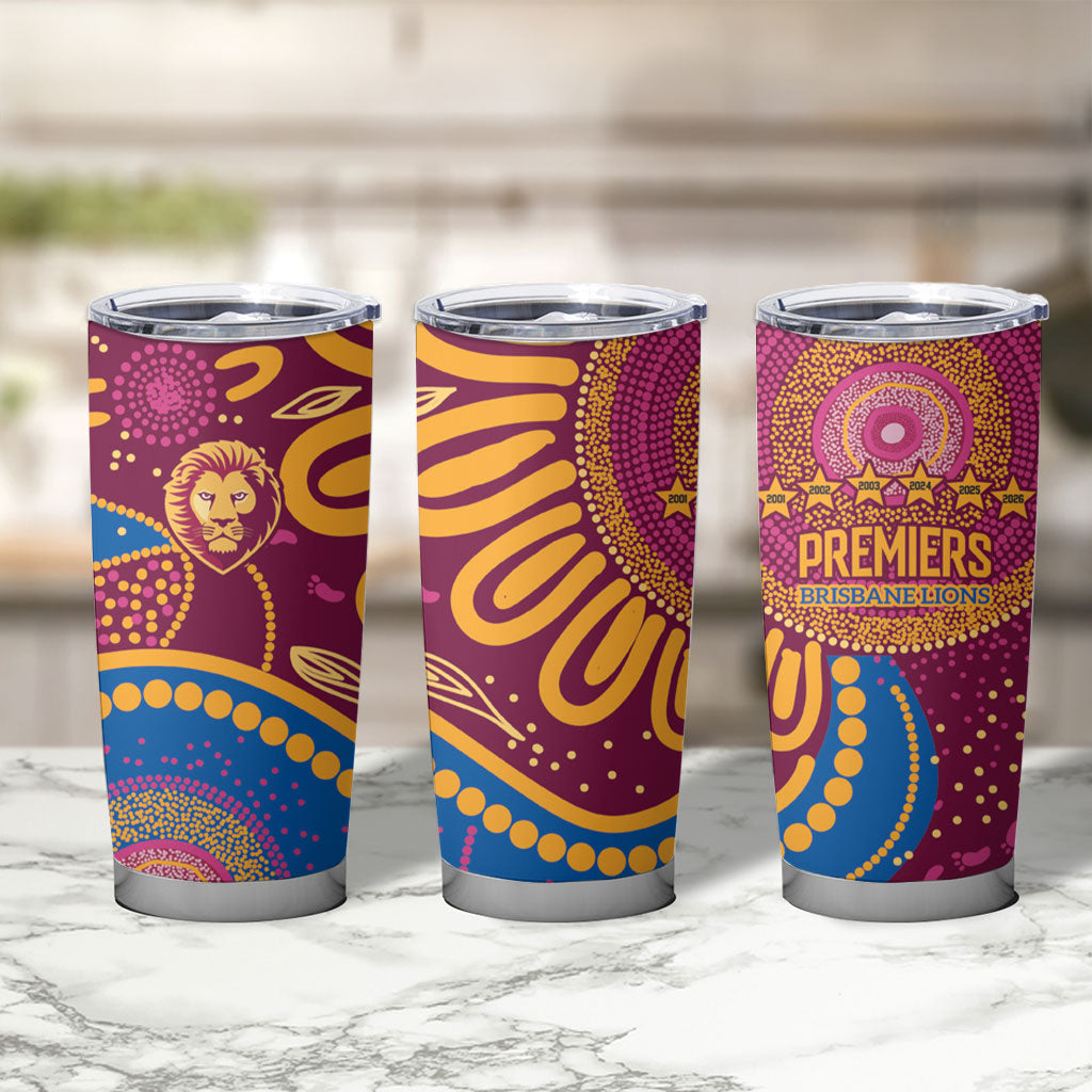 Brisbane Lions Championship Legacy Tumbler Cup Six Premiership Years Aboriginal Dot Art