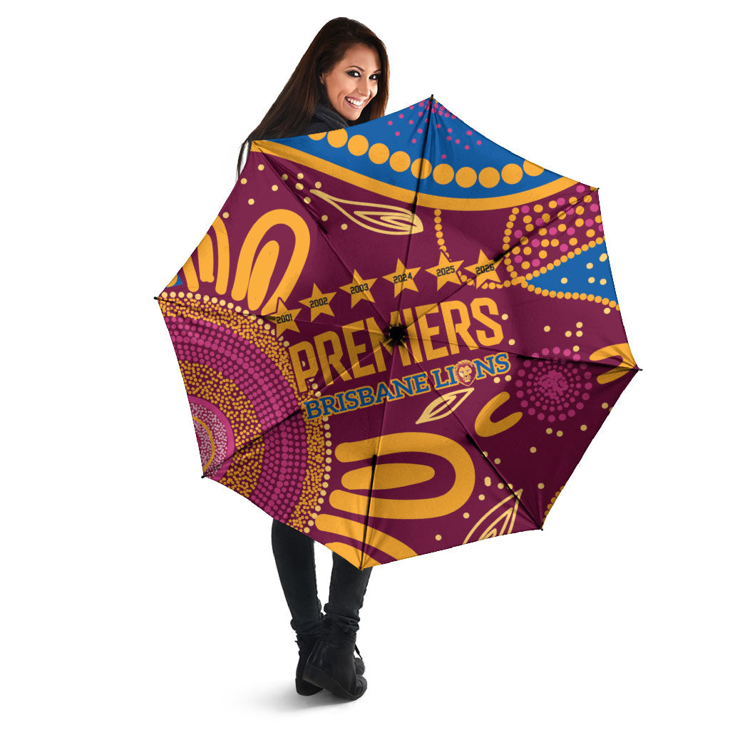 Brisbane Lions Championship Legacy Umbrella Six Premiership Years Aboriginal Dot Art