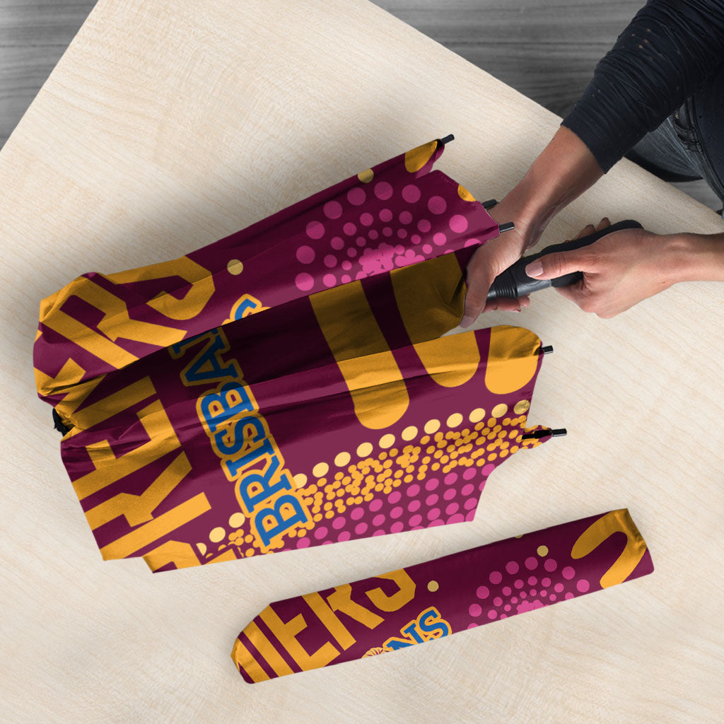 Brisbane Lions Championship Legacy Umbrella Six Premiership Years Aboriginal Dot Art