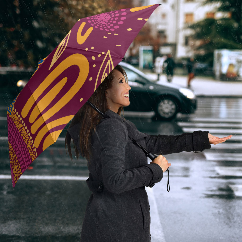 Brisbane Lions Championship Legacy Umbrella Six Premiership Years Aboriginal Dot Art