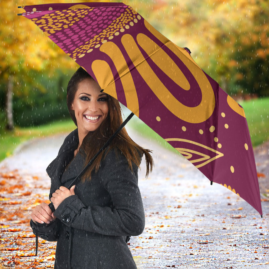 Brisbane Lions Championship Legacy Umbrella Six Premiership Years Aboriginal Dot Art