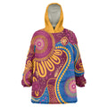 Brisbane Lions Championship Legacy Wearable Blanket Hoodie Six Premiership Years Aboriginal Dot Art