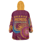 Brisbane Lions Championship Legacy Wearable Blanket Hoodie Six Premiership Years Aboriginal Dot Art