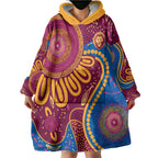 Brisbane Lions Championship Legacy Wearable Blanket Hoodie Six Premiership Years Aboriginal Dot Art