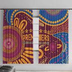 Brisbane Lions Championship Legacy Window Curtain Six Premiership Years Aboriginal Dot Art
