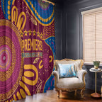 Brisbane Lions Championship Legacy Window Curtain Six Premiership Years Aboriginal Dot Art