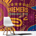 Brisbane Lions Championship Legacy Window Curtain Six Premiership Years Aboriginal Dot Art
