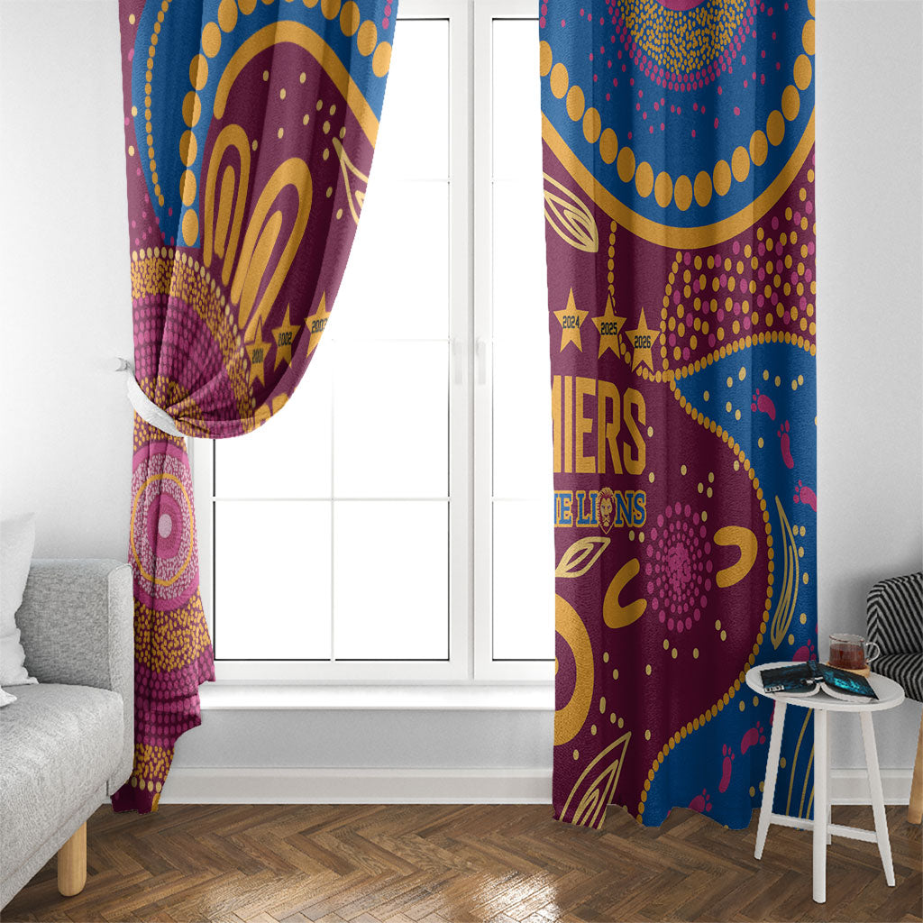 Brisbane Lions Championship Legacy Window Curtain Six Premiership Years Aboriginal Dot Art