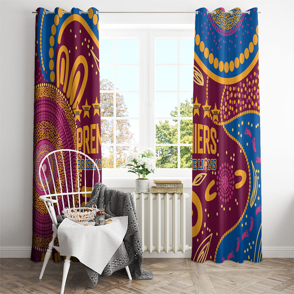 Brisbane Lions Championship Legacy Window Curtain Six Premiership Years Aboriginal Dot Art