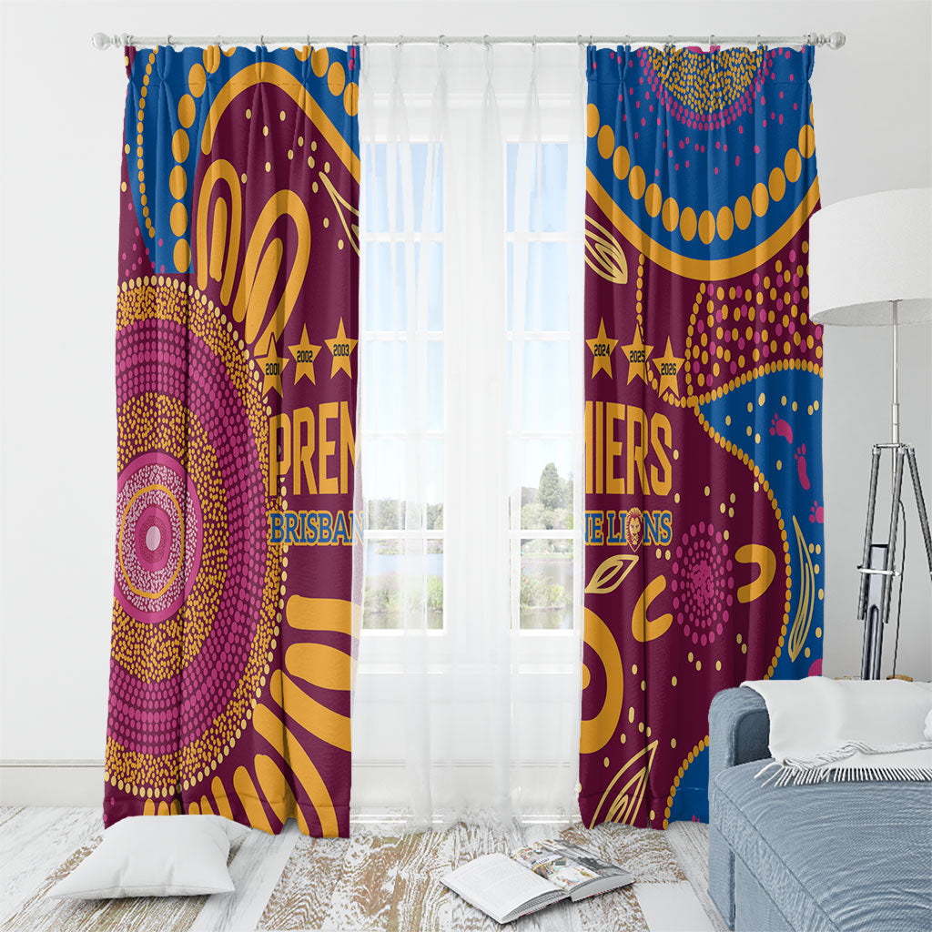 Brisbane Lions Championship Legacy Window Curtain Six Premiership Years Aboriginal Dot Art