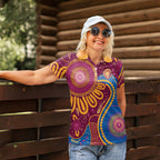 Brisbane Lions Championship Legacy Women Polo Shirt Six Premiership Years Aboriginal Dot Art