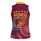 Brisbane Lions Championship Legacy Women Sleeveless Polo Shirt Six Premiership Years Aboriginal Dot Art