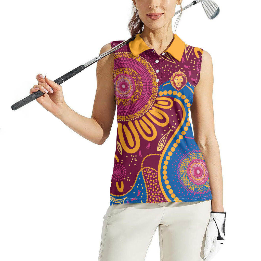 Brisbane Lions Championship Legacy Women Sleeveless Polo Shirt Six Premiership Years Aboriginal Dot Art
