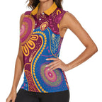 Brisbane Lions Championship Legacy Women Sleeveless Polo Shirt Six Premiership Years Aboriginal Dot Art