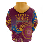 Brisbane Lions Championship Legacy Zip Hoodie Six Premiership Years Aboriginal Dot Art
