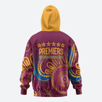 Brisbane Lions Championship Legacy Zip Hoodie Six Premiership Years Aboriginal Dot Art