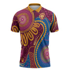 Brisbane Lions Championship Legacy Zipper Polo Shirt Six Premiership Years Aboriginal Dot Art