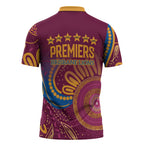 Brisbane Lions Championship Legacy Zipper Polo Shirt Six Premiership Years Aboriginal Dot Art