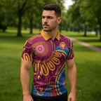 Brisbane Lions Championship Legacy Zipper Polo Shirt Six Premiership Years Aboriginal Dot Art