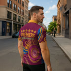 Brisbane Lions Championship Legacy Zipper Polo Shirt Six Premiership Years Aboriginal Dot Art