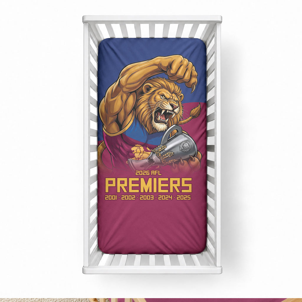 Brisbane Lions Premiers 2026 Baby Bed Cover Six-Time Champions