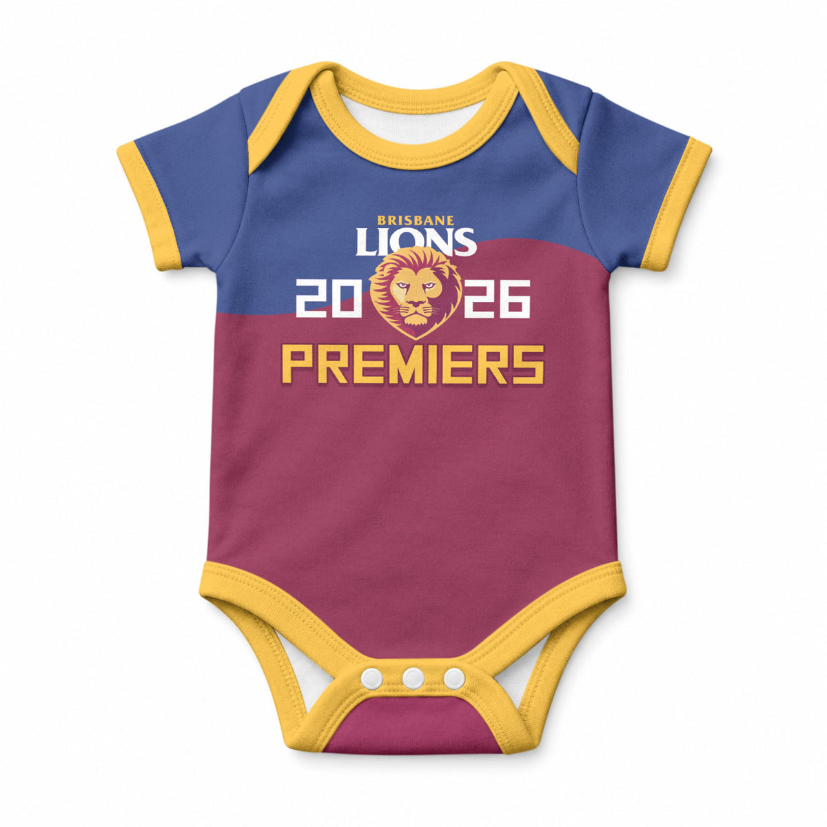 Brisbane Lions Premiers 2026 Baby Onesie Six-Time Champions