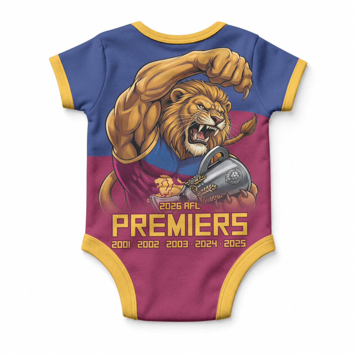 Brisbane Lions Premiers 2026 Baby Onesie Six-Time Champions