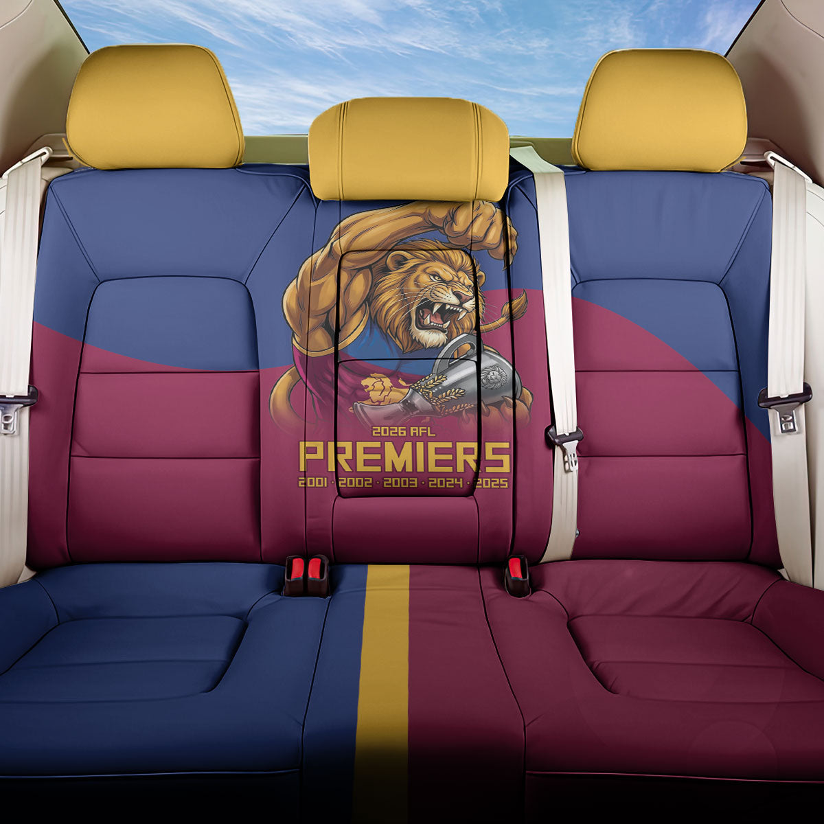 Brisbane Lions Premiers 2026 Back Car Seat Cover Six-Time Champions