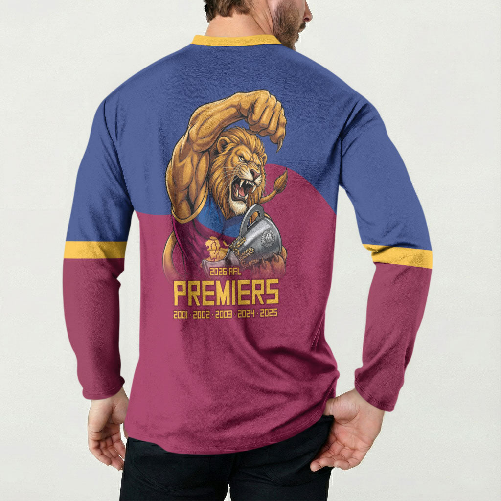 Brisbane Lions Premiers 2026 Button Sweatshirt Six-Time Champions