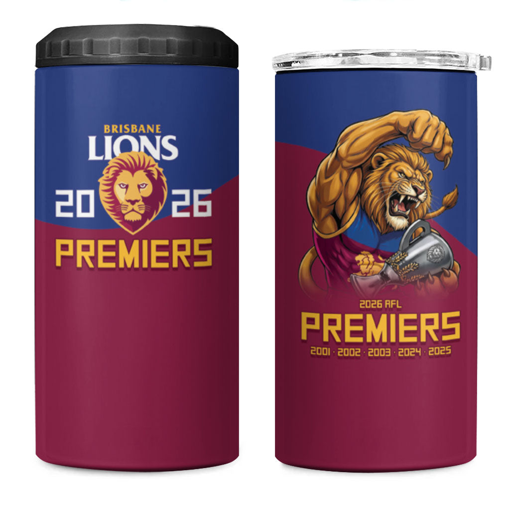 Brisbane Lions Premiers 2026 4 in 1 Can Cooler Tumbler Six-Time Champions
